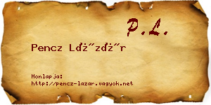 Pencz Lázár névjegykártya